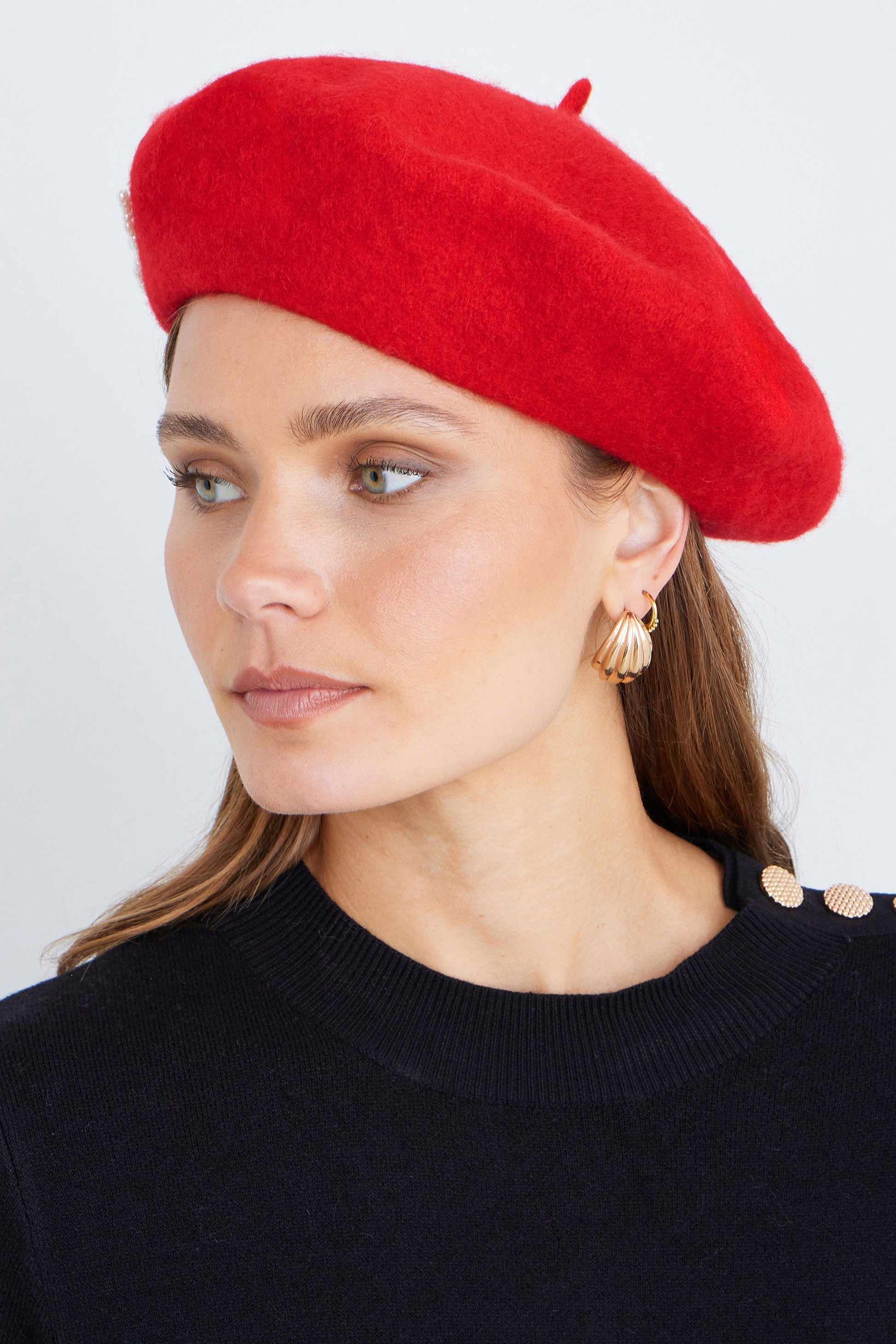 Red Pearl Bow Beret