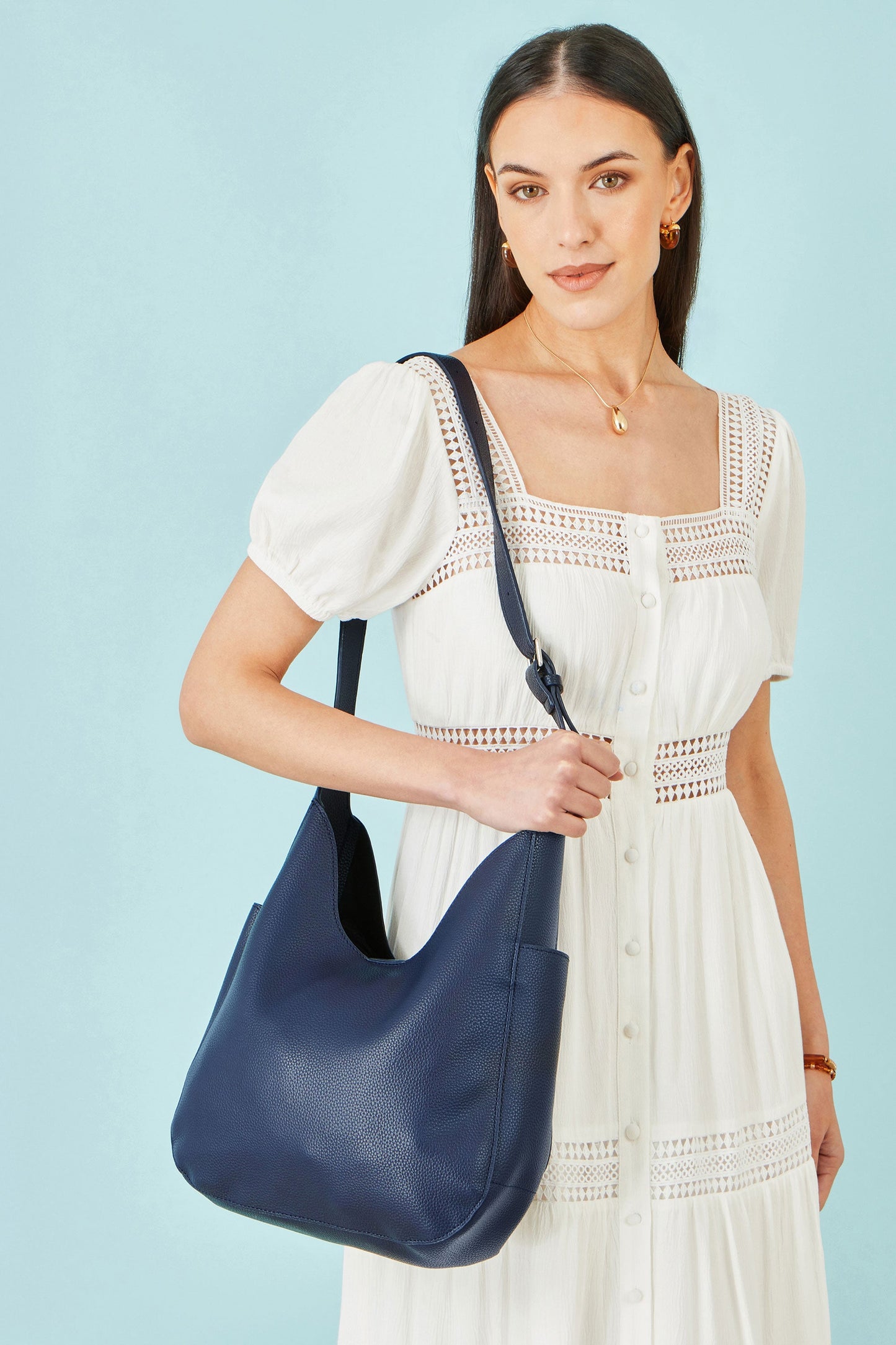 Navy Shoulder Bag With Detachable Inside Purse