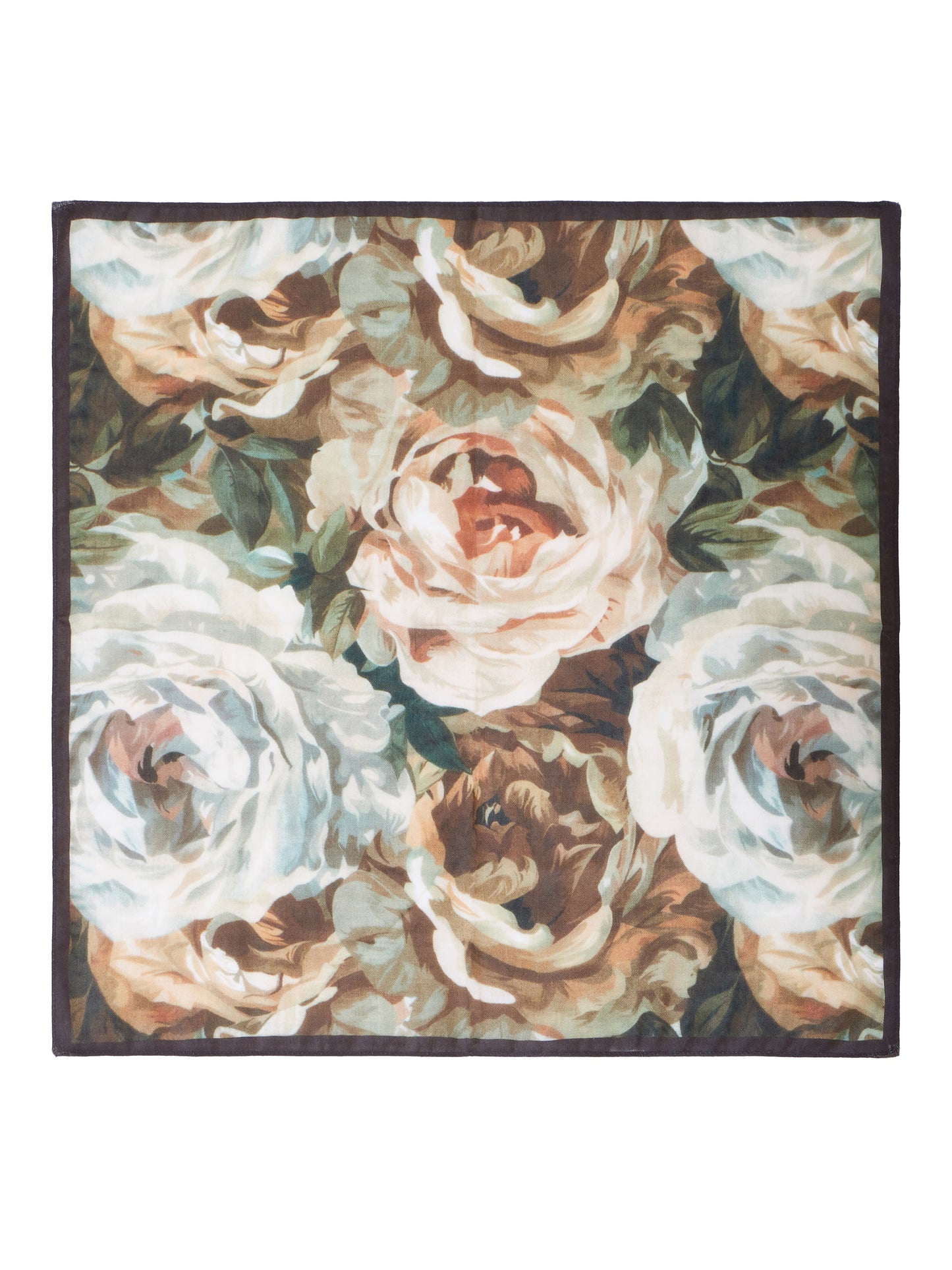 Brown Viscose Autumnal Floral Scarf