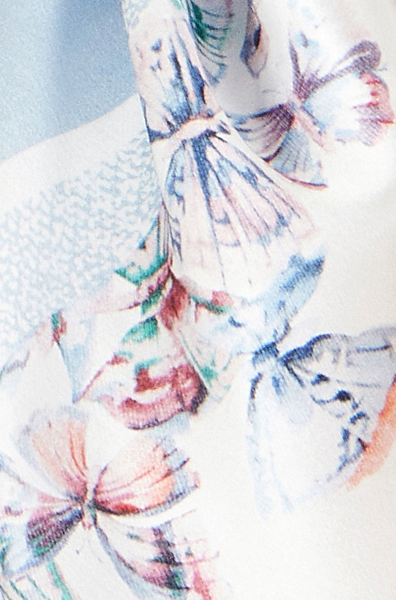 Blue 100% Silk Butterfly Placement Silk Scarf