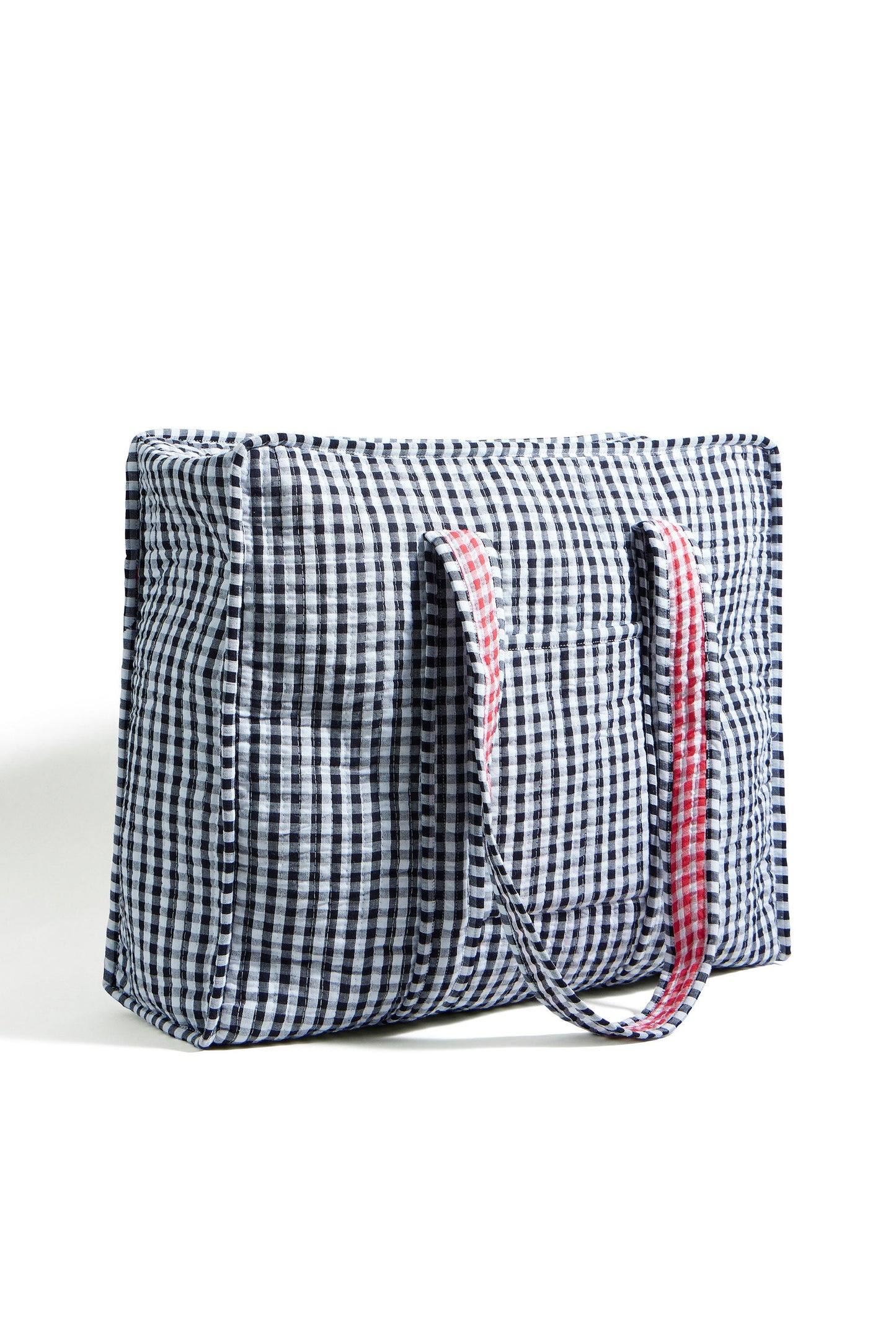 Black Gingham Quilted Shopper Bag