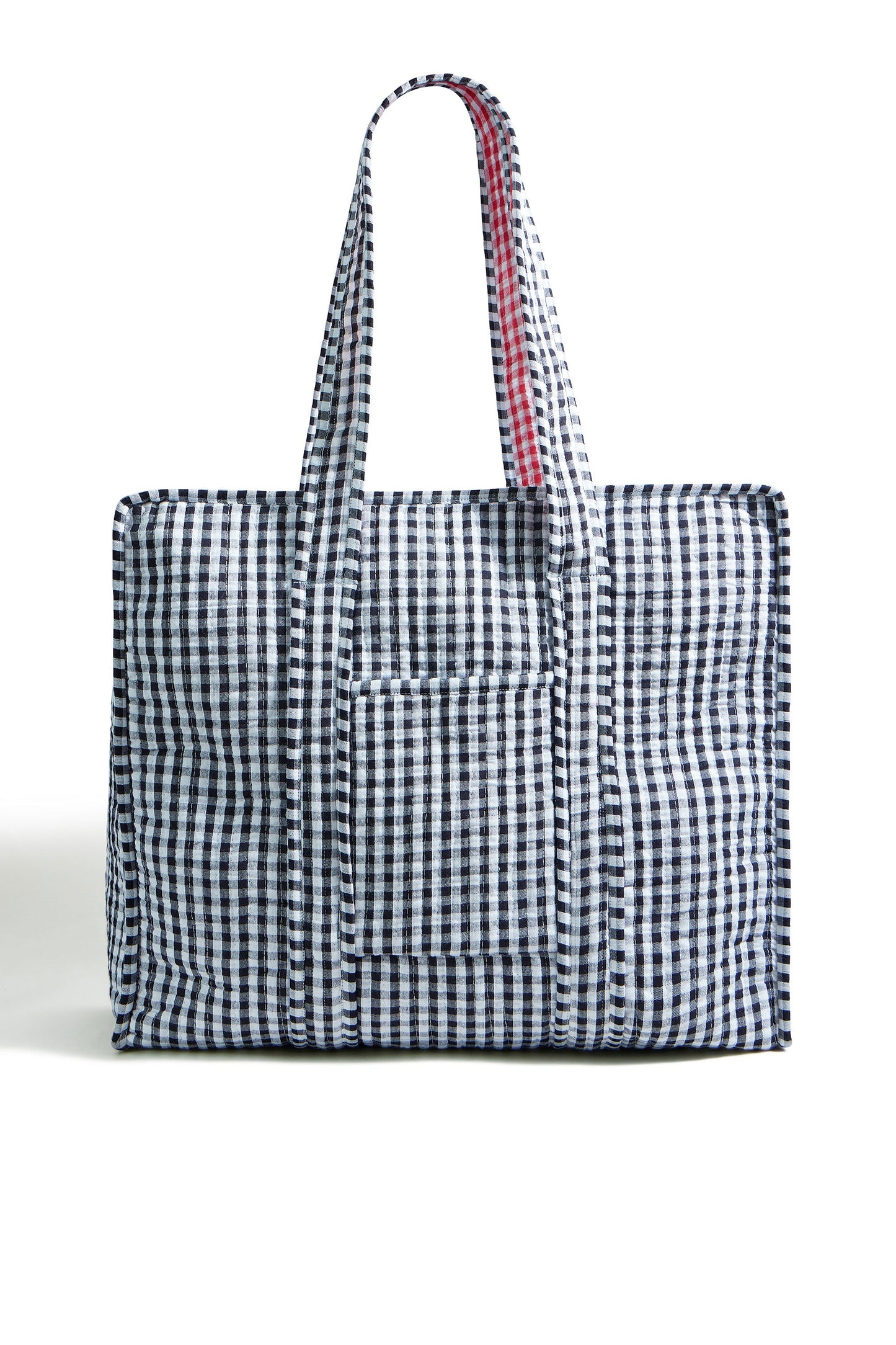 Black Gingham Quilted Shopper Bag