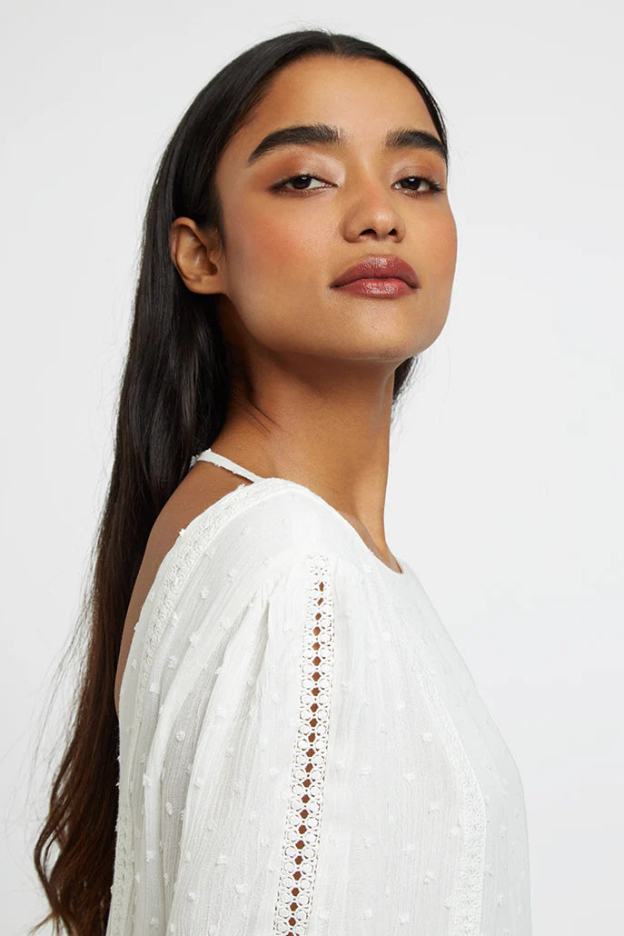 White Square Back 3/4 Sleeve Summer Mini Dress