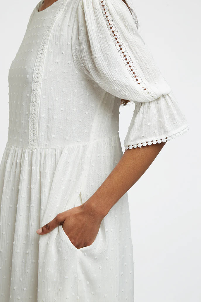 White Square Back 3/4 Sleeve Summer Mini Dress