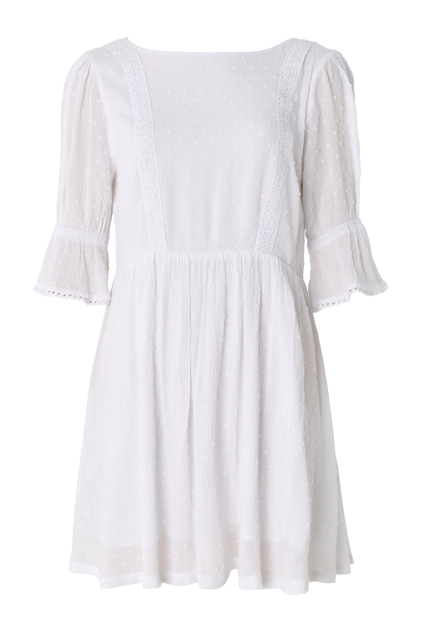 White Square Back 3/4 Sleeve Summer Mini Dress