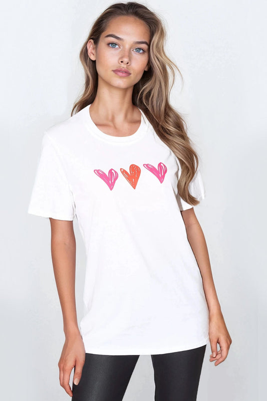 White Heart Print T-Shirt