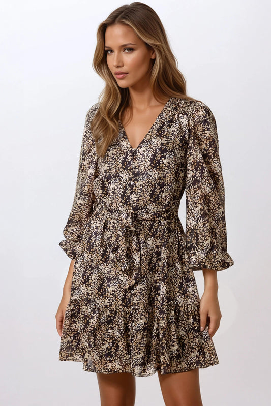 Black Polka Dot Belted Mini Dress