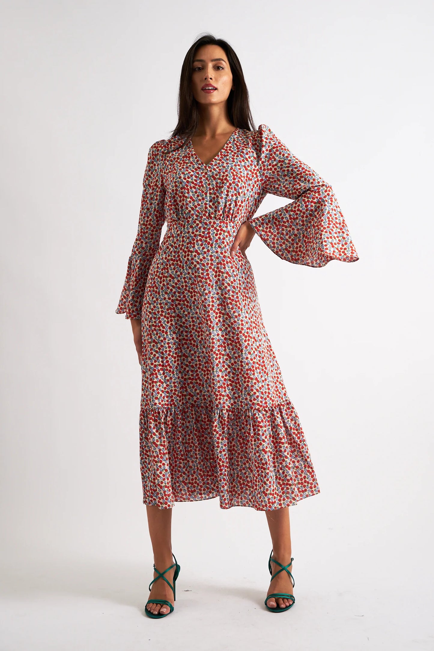 Strawberry Fields Print Midi Dress