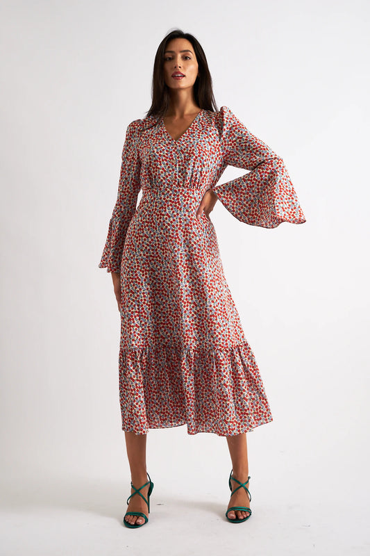 Strawberry Fields Print Midi Dress