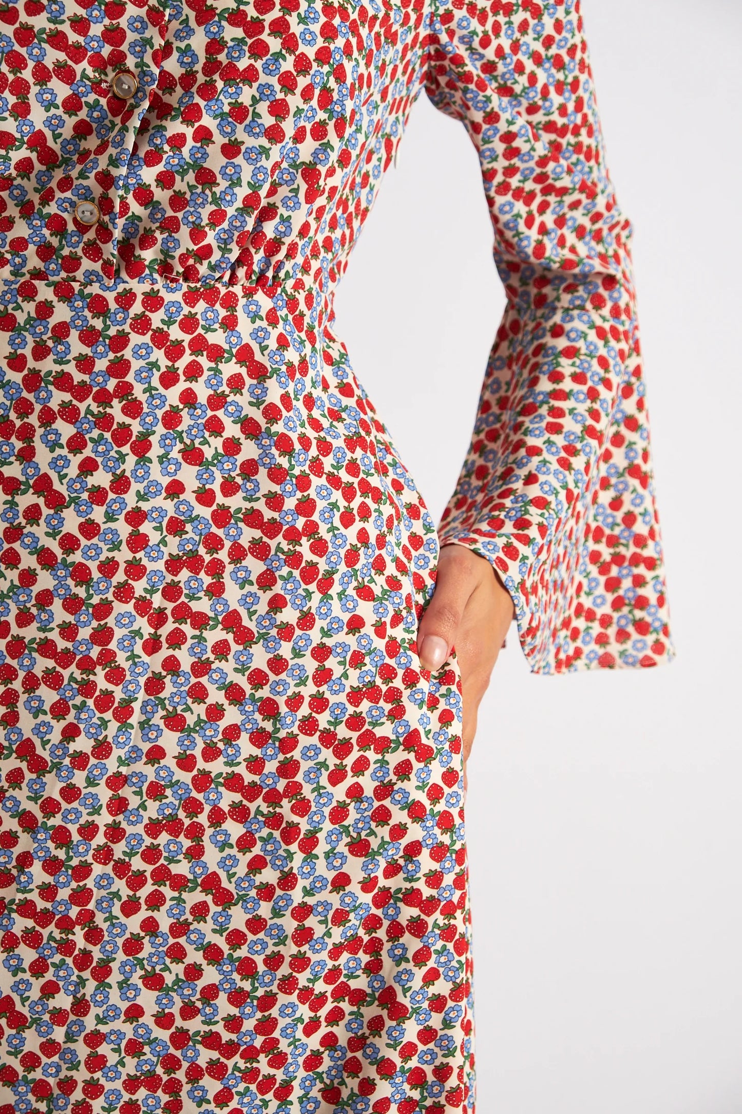 Strawberry Fields Print Midi Dress