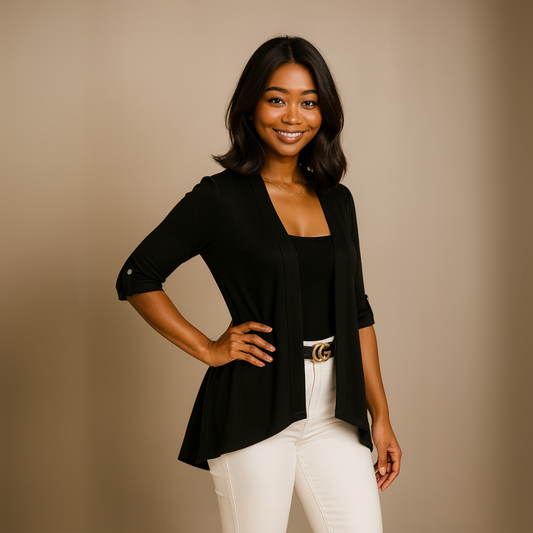 Dipped Hem Open Front Cardigan/Jacket - Various Colours