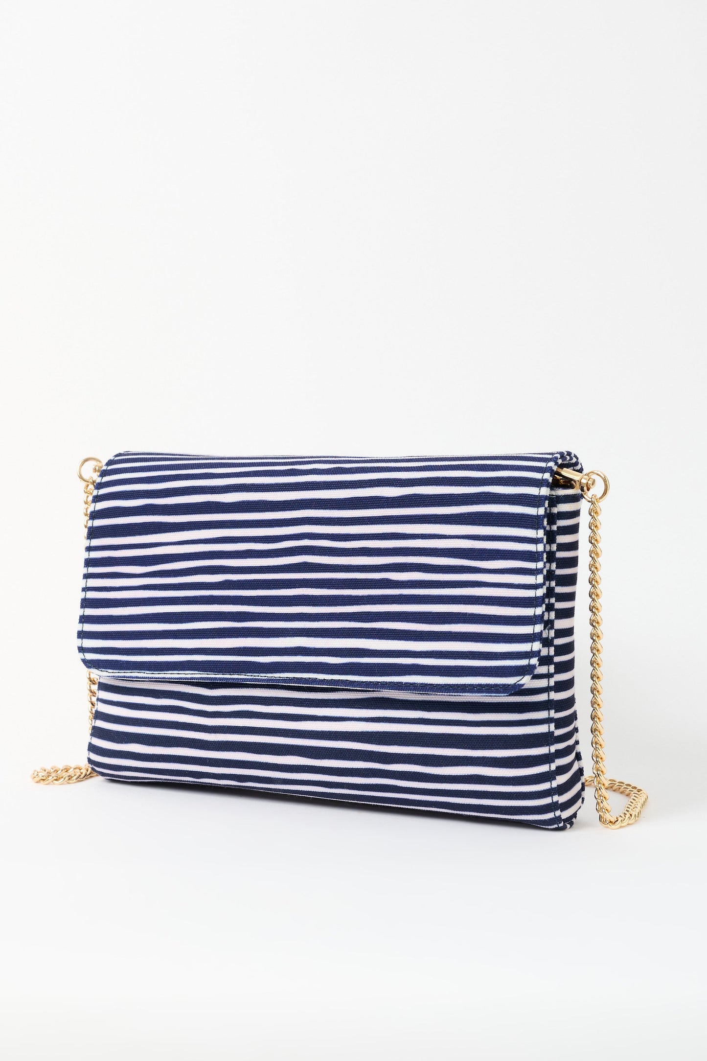 Navy and White Striped Cross Body Bag