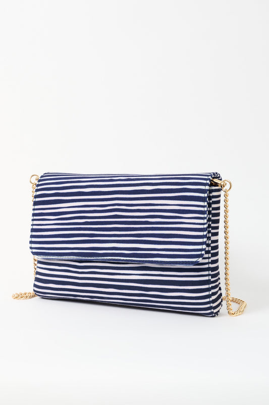 Navy and White Striped Cross Body Bag