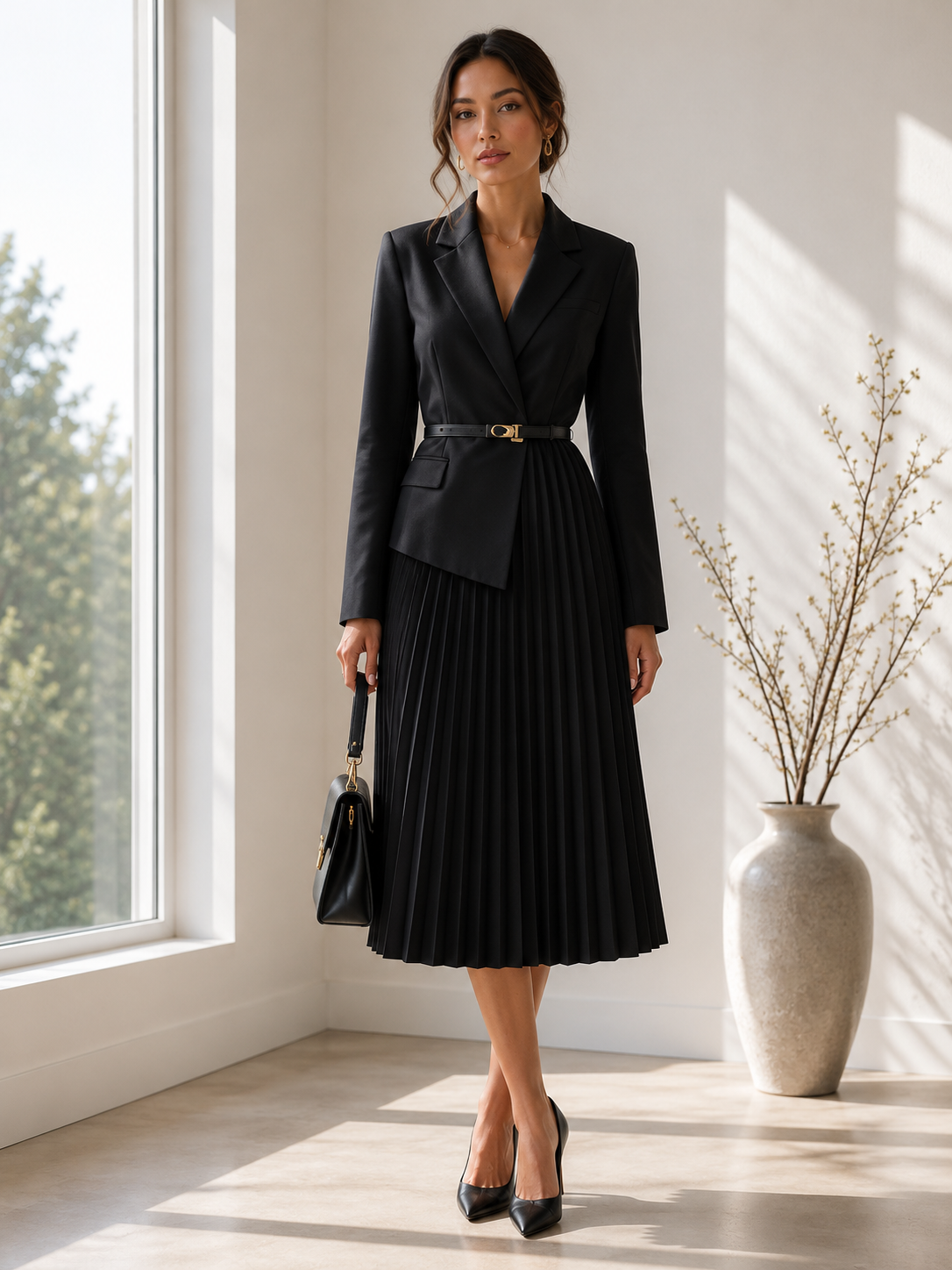 Tailored V-Neck Dress