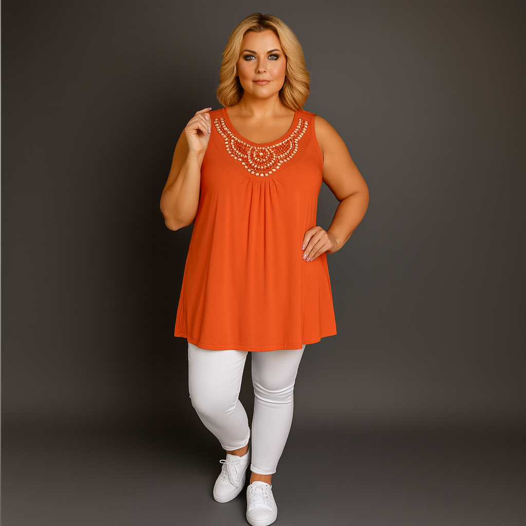 Stud Embellished Sleeveless Tunic Top - Various Colour Options