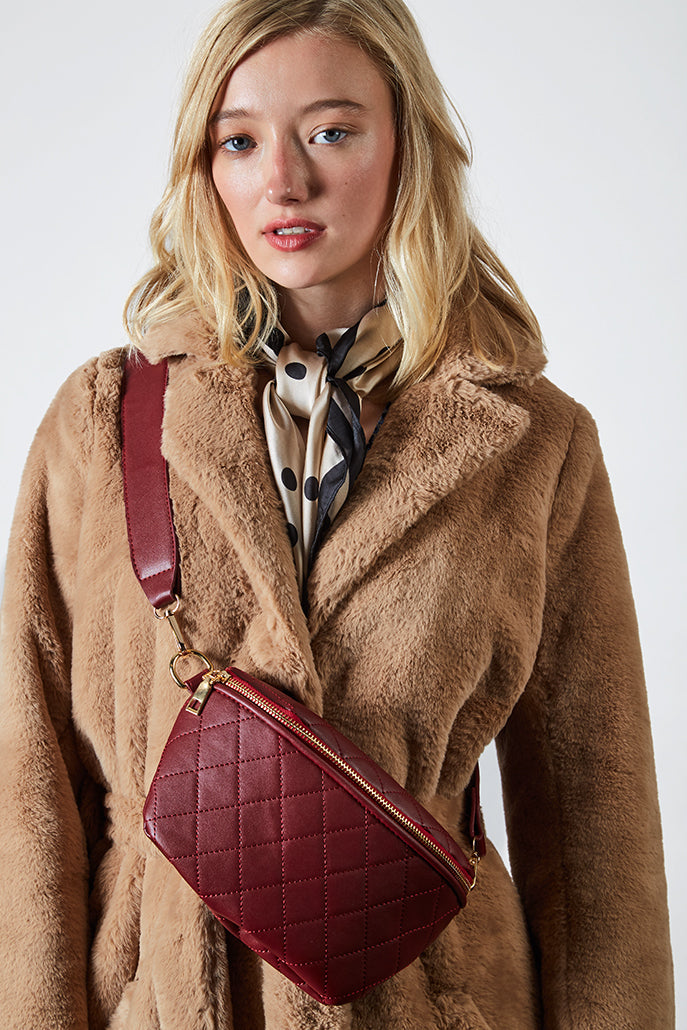 Red Cross Body Quilted Bum Bag