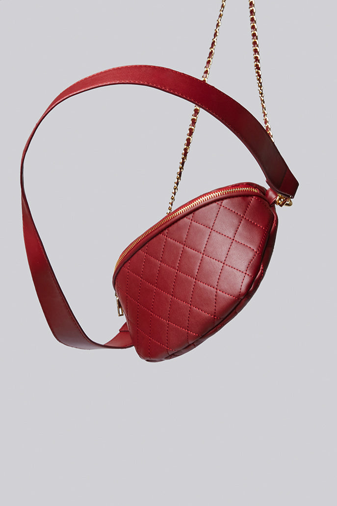 Red Cross Body Quilted Bum Bag