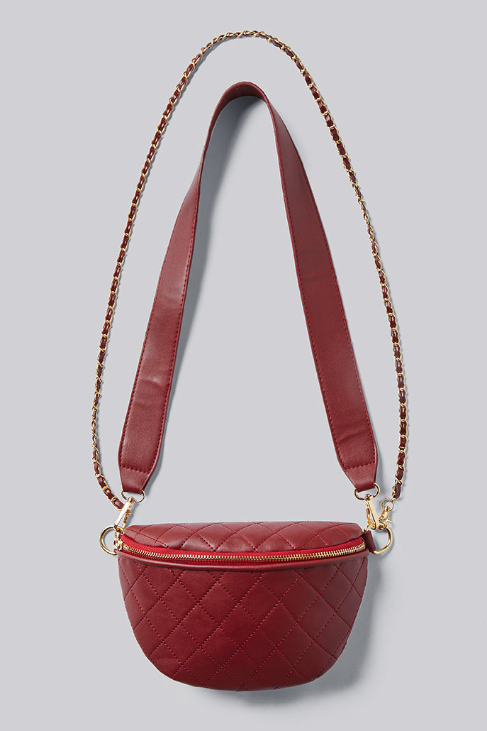 Red Cross Body Quilted Bum Bag