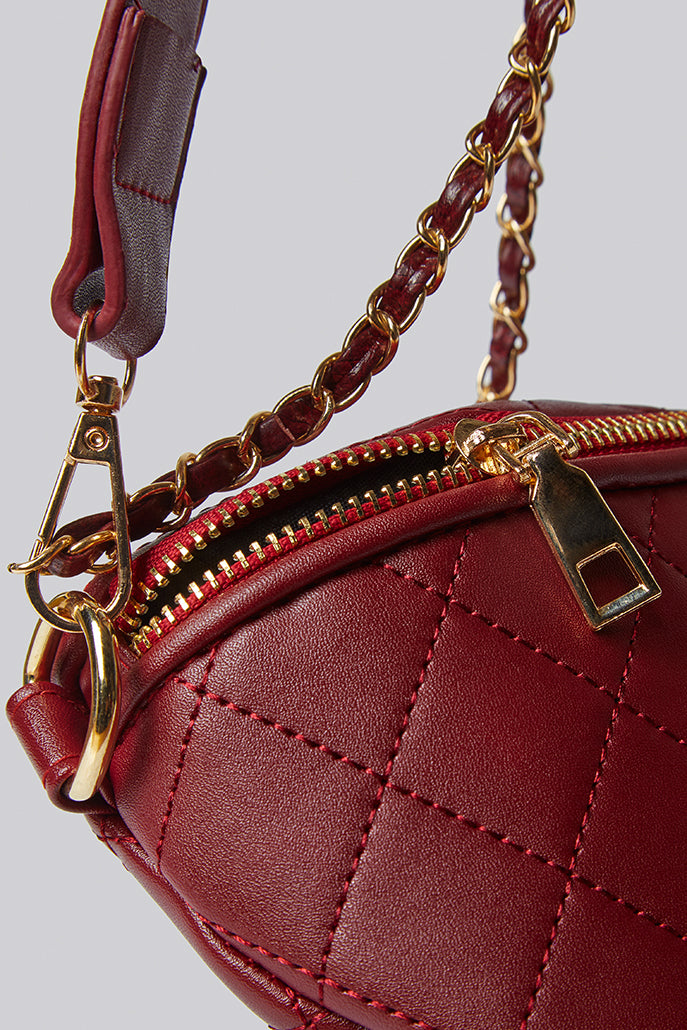 Red Cross Body Quilted Bum Bag