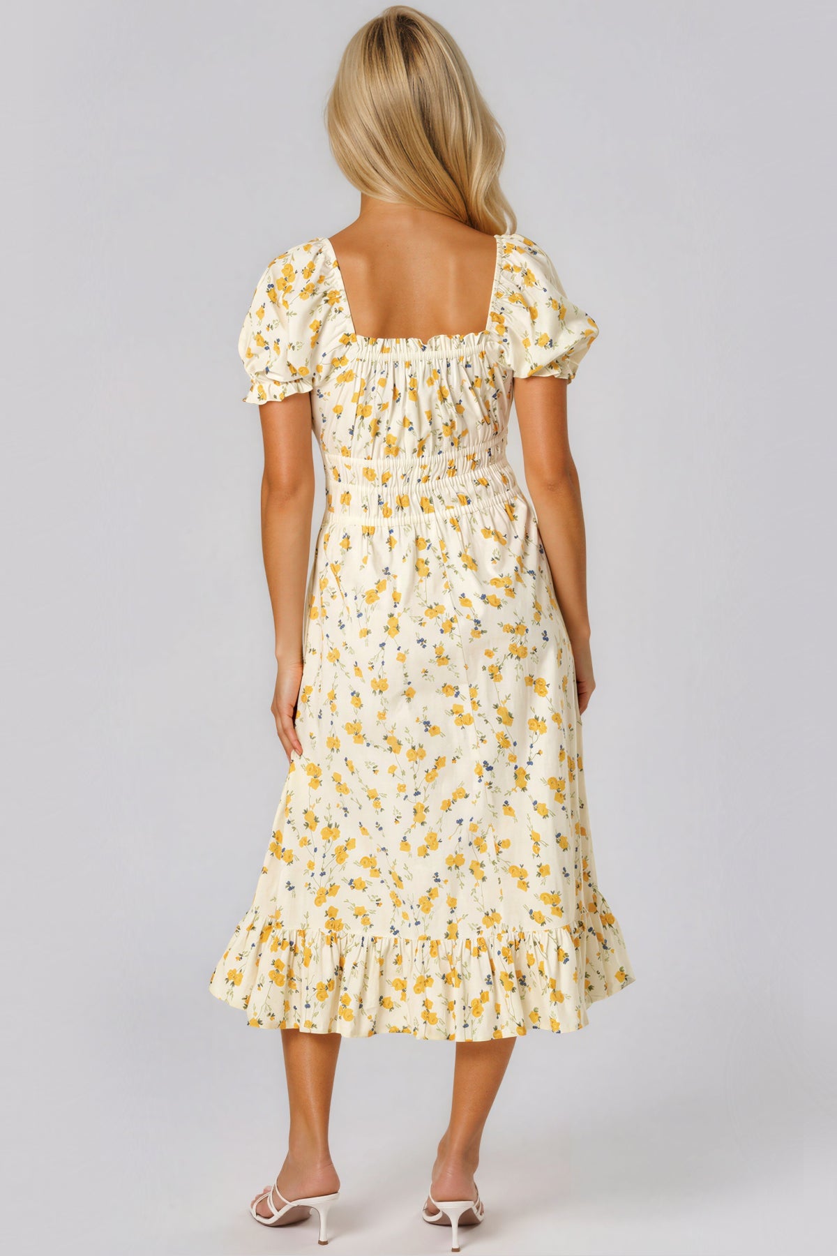 Yellow Floral Midi Dress