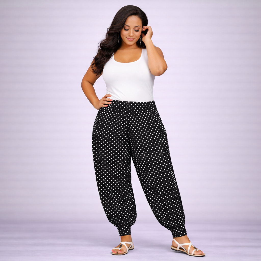 Polka Dot High Rise Harem Pants - Various Colours