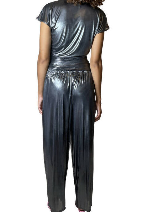Stunning Vintage 1980's Ungaro 2 Piece Silver Matching Top & Trousers UK 8 - 10