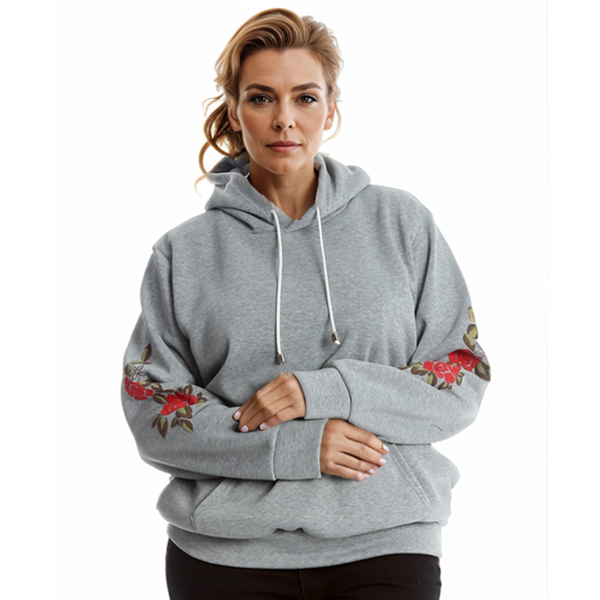 Floral Sleeve Hoodie