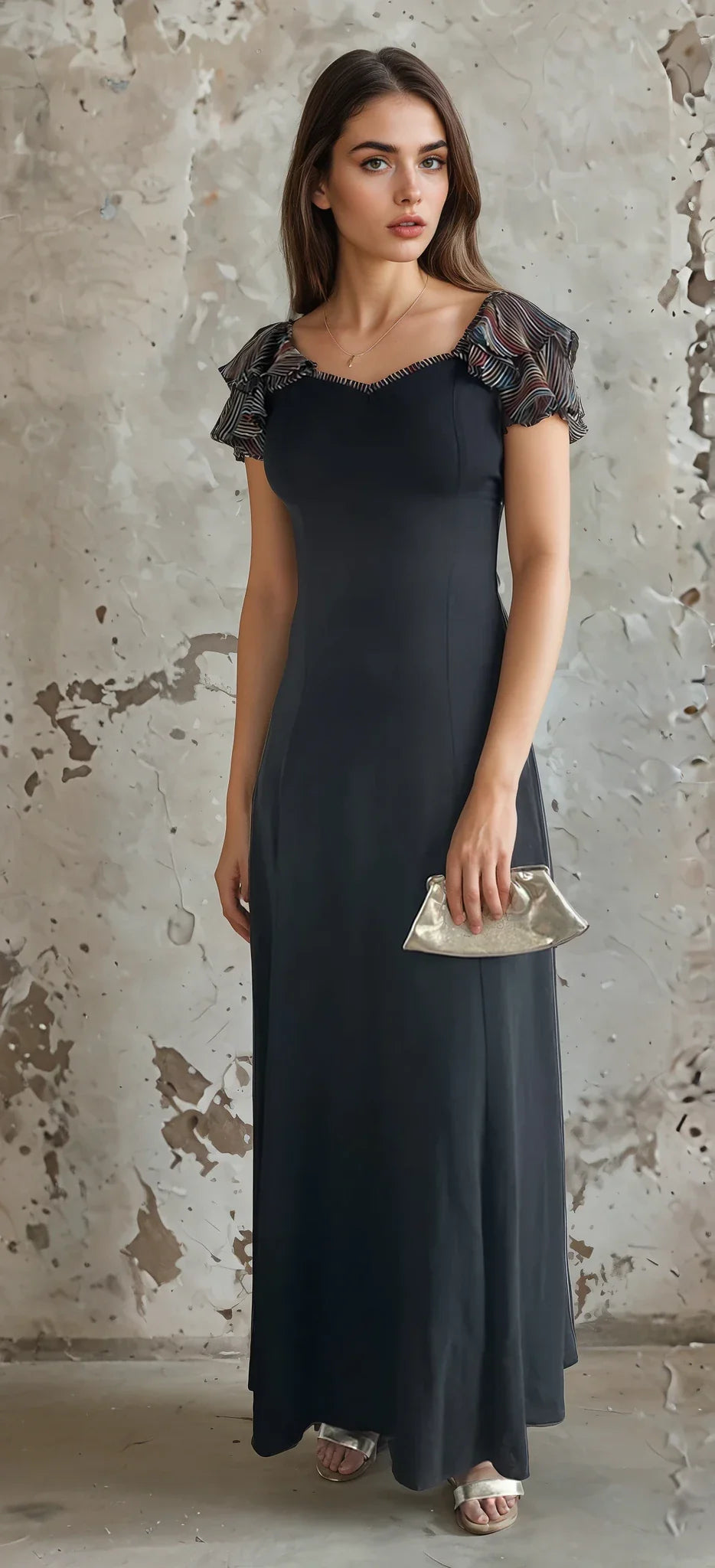 1970's Vintage Moss Crepe Radley of London Black Dress UK 8 - 10