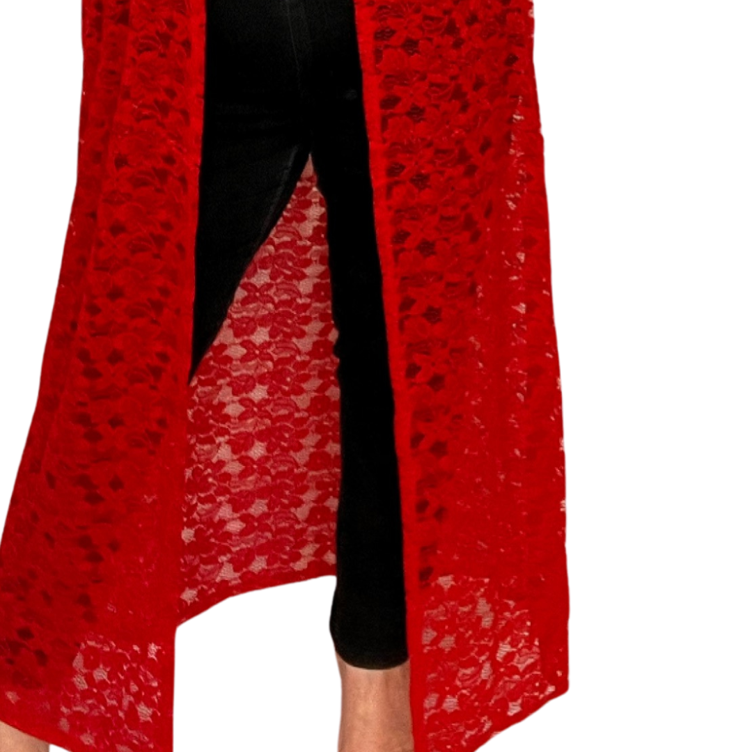 Sleeveless Lace Open Front Duster Jacket - Various Colours