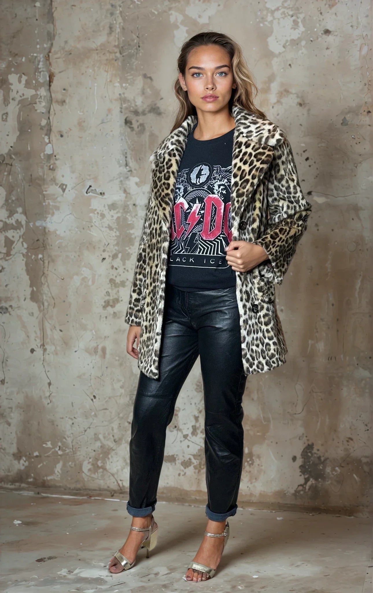 Original 1970's Vintage Leopard/Animal Print Faux Fur Coat UK 8 - 14