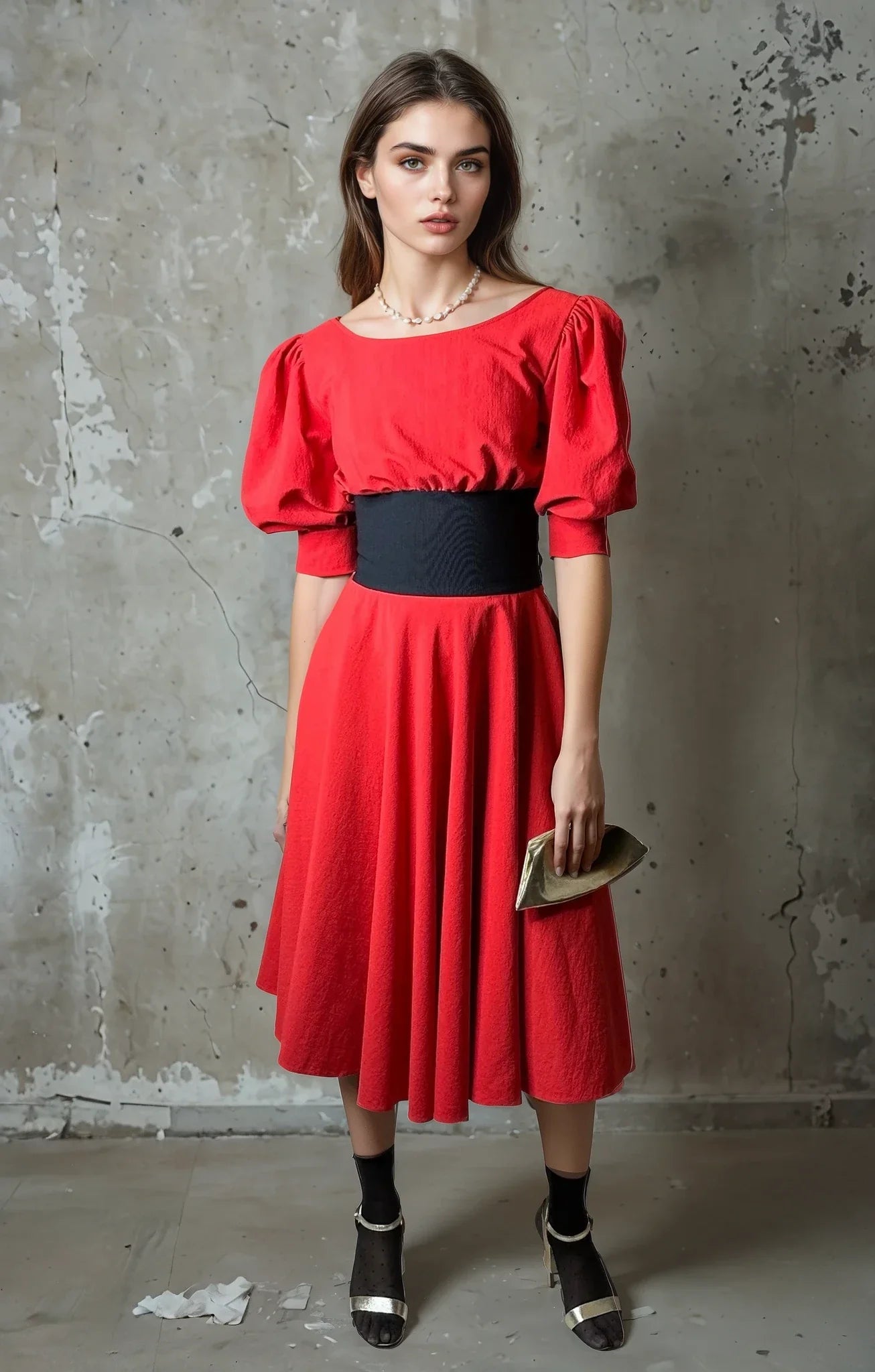 Original 1980's Vintage Zandra Rhodes Bright Red Dress UK 10 - 12
