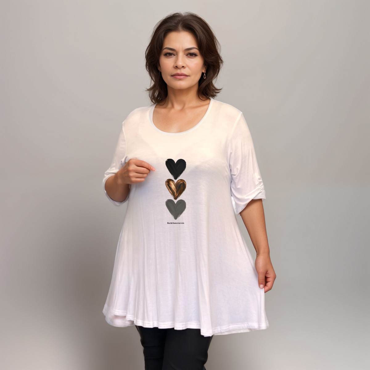 Hearts Print Swing T Shirt - 2 Colour Options