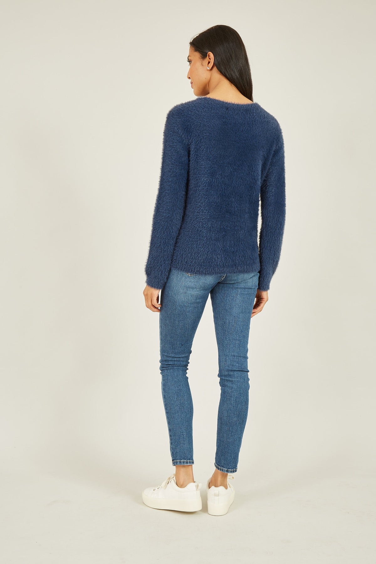 Navy Snowflake Fluffy Jumper