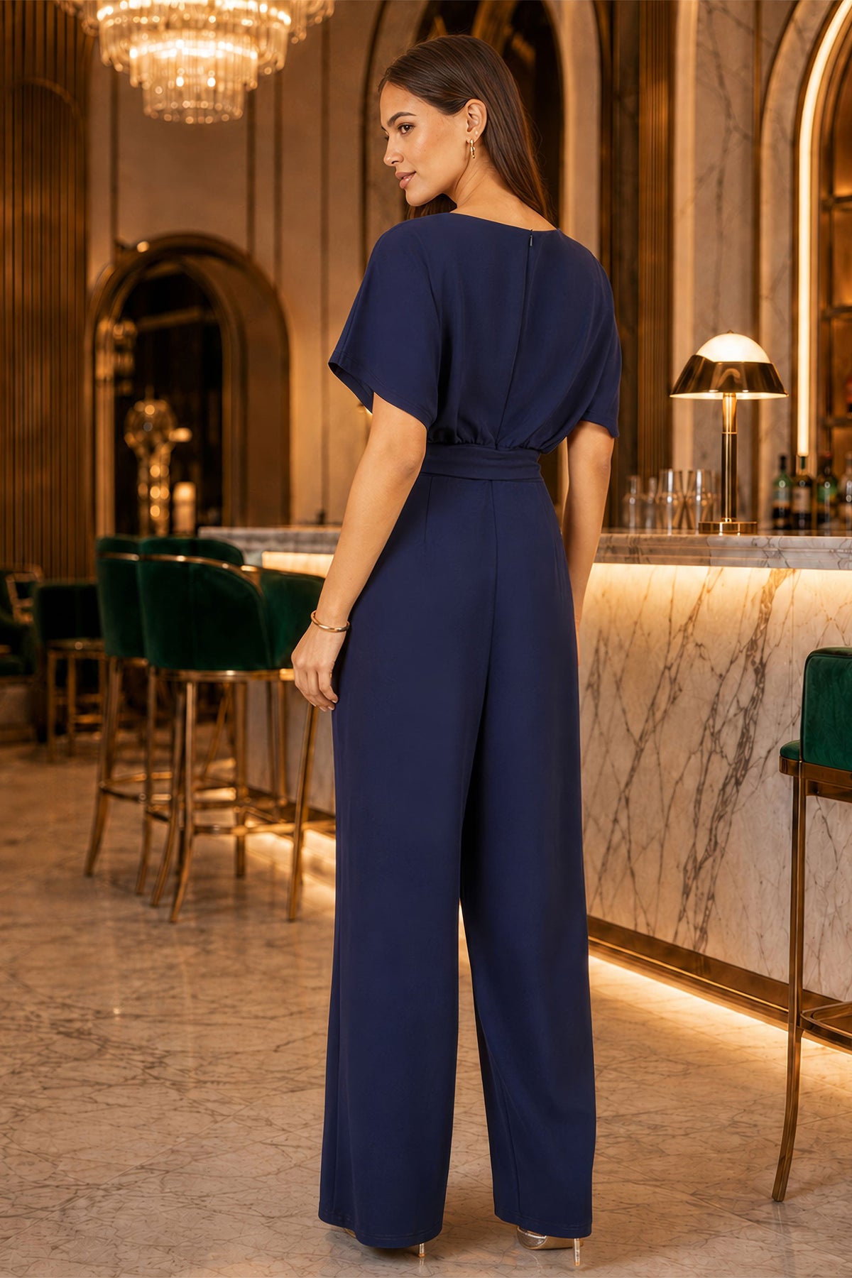 Navy Batwing Jumpsuit