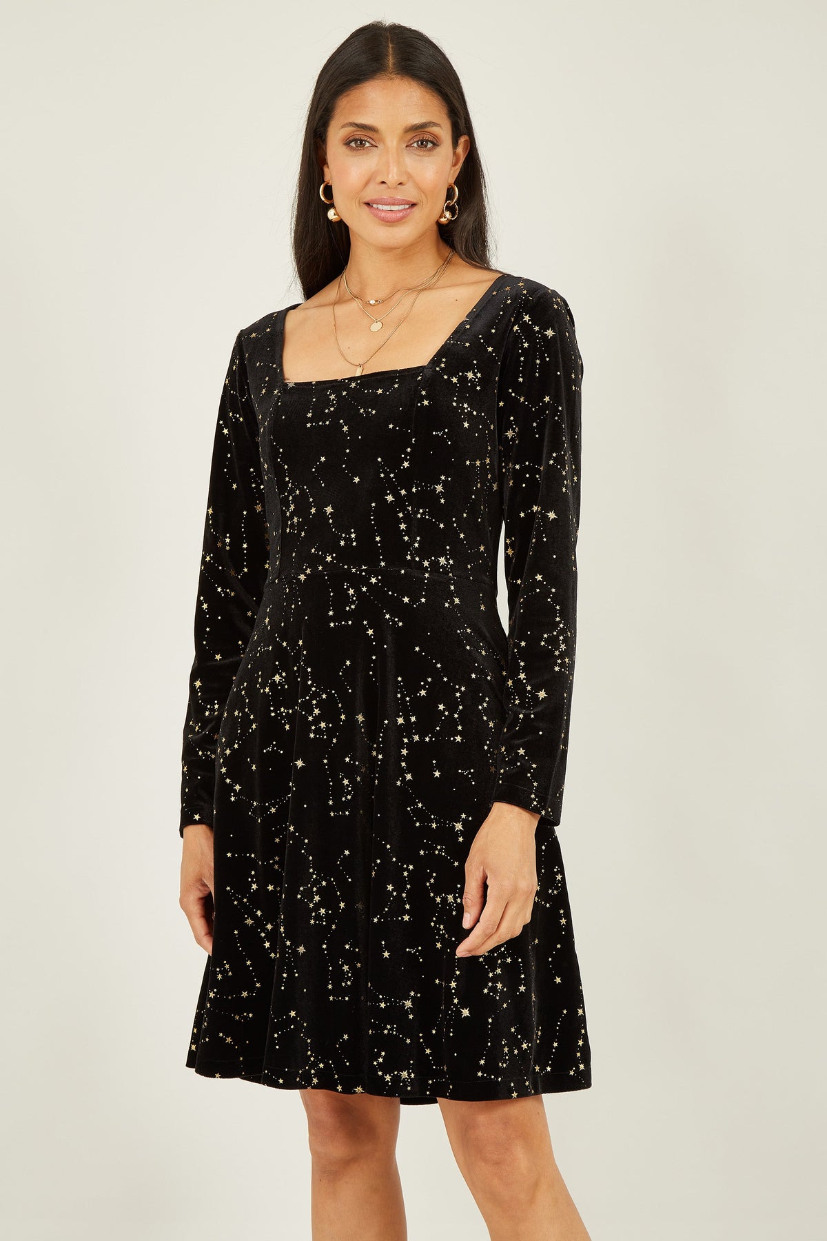 Black Star Print Skater Dress