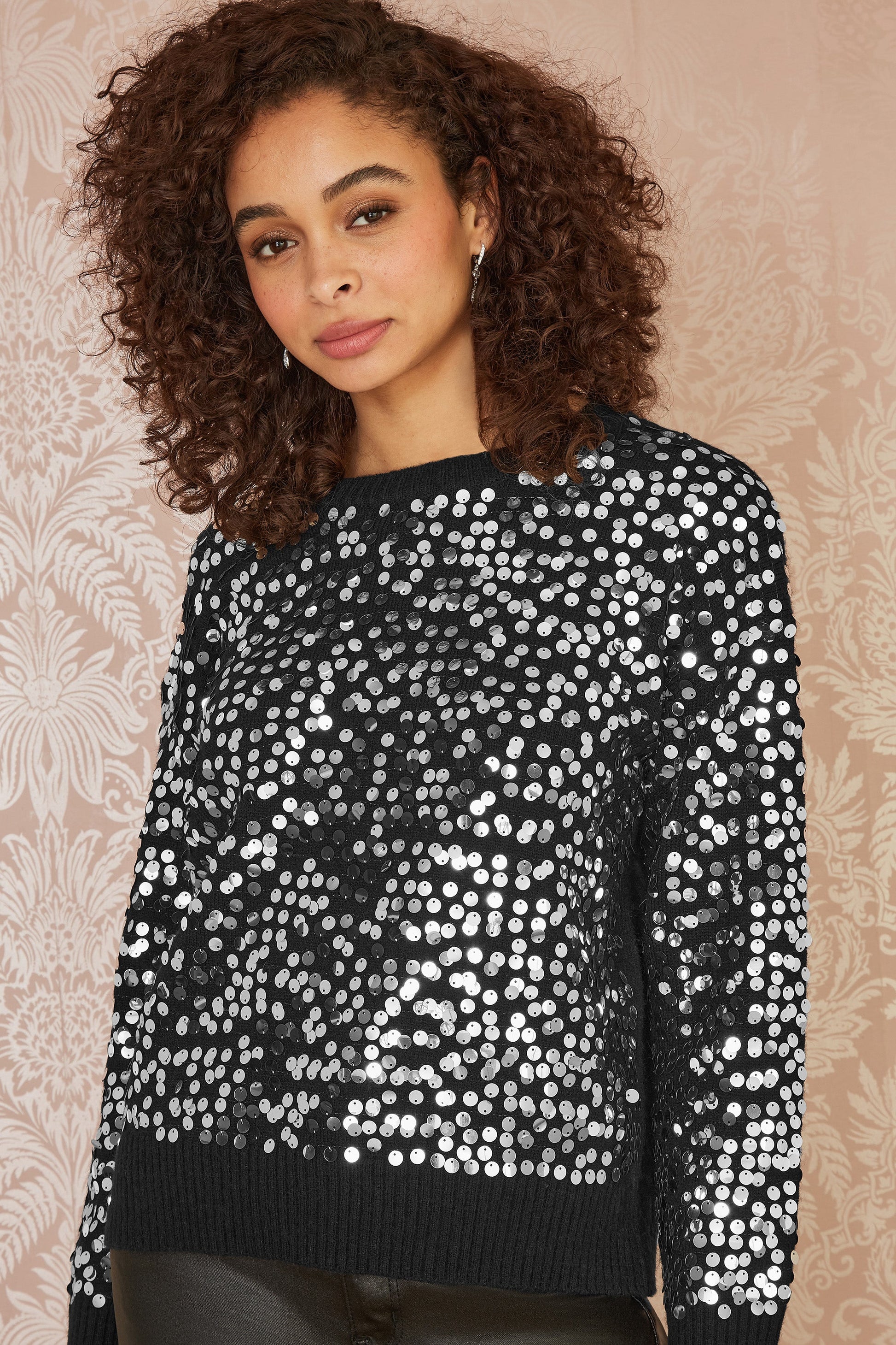Black All Over Sequin Relaxed Fit Jumper