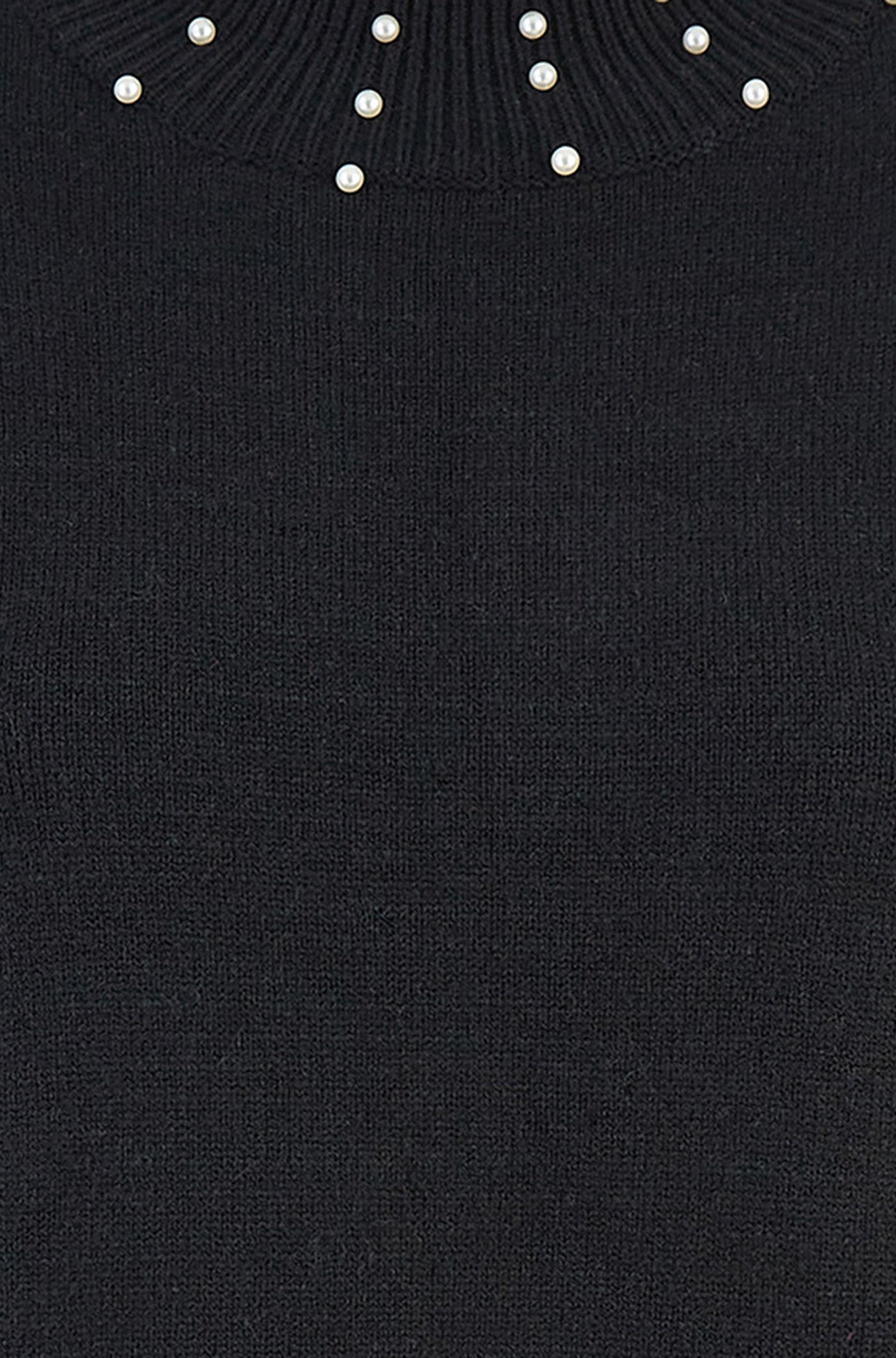 Black Pearl Detail Knitted Relaxed Jumper Dress