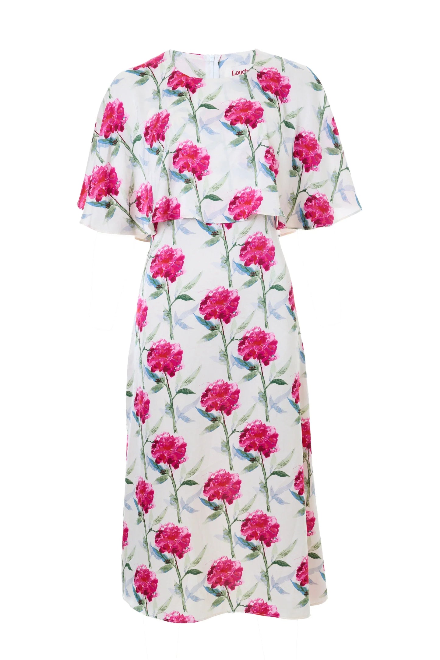 Loveflower Print Cape Midi Dress
