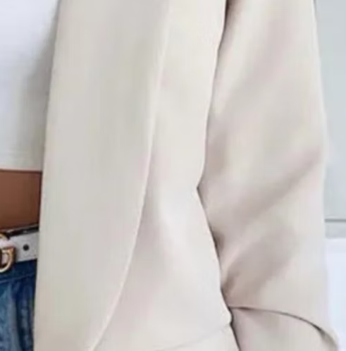 Tailored Beige Blazer with 3/4 Sleeves