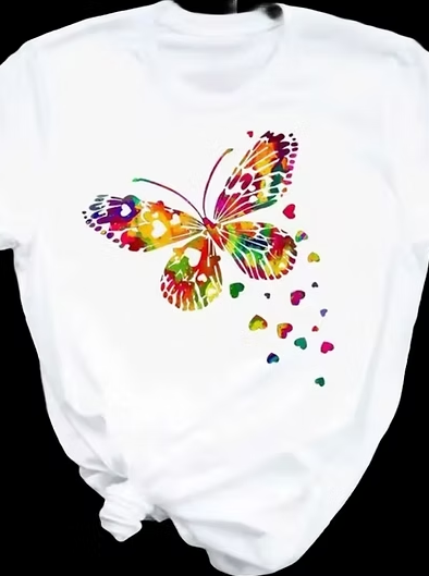 Butterfly Multi Colour T Shirt - White
