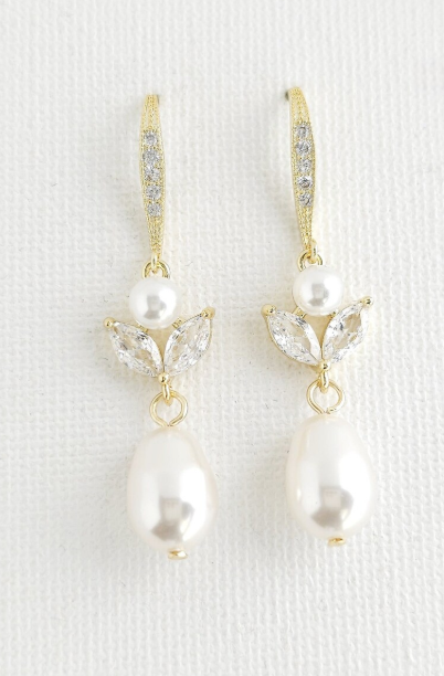 Avery Pearl and Diamante Drop - Gold