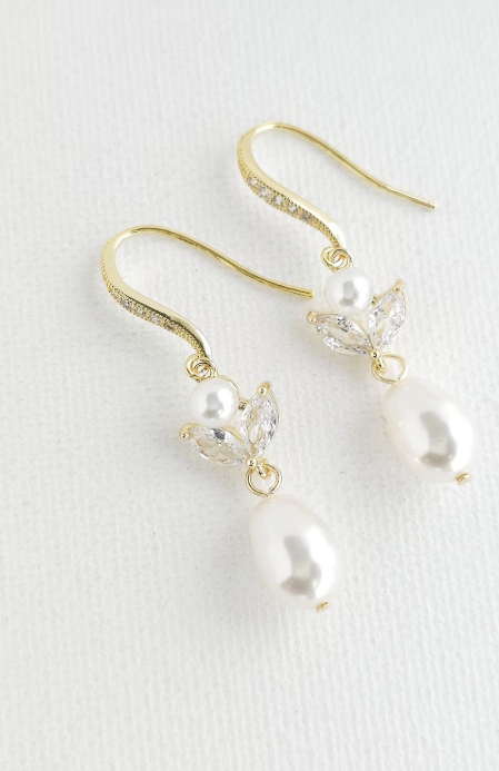 Avery Pearl and Diamante Drop - Gold
