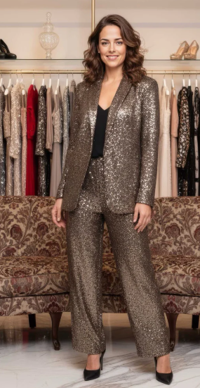 Sequin Wide Leg Trousers - 2 Colour Options