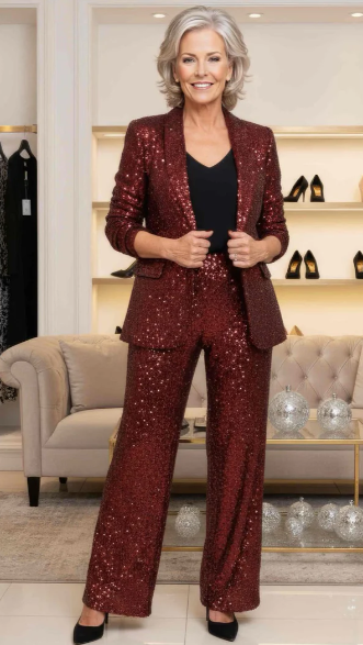 Sequin Wide Leg Trousers - 2 Colour Options