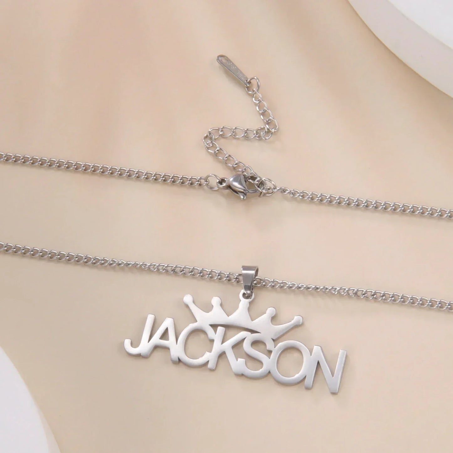 Crown Personalized Custom Name Necklace - Available in Gold or Silver