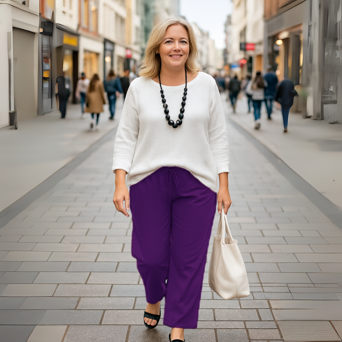 High Waist Stretch Palazzo Trousers - Various Colours