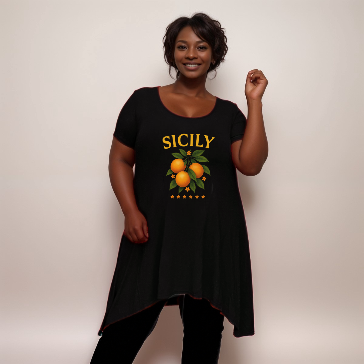 Sicily Oranges Hanky Hem Swing Top - 3 Colour Options
