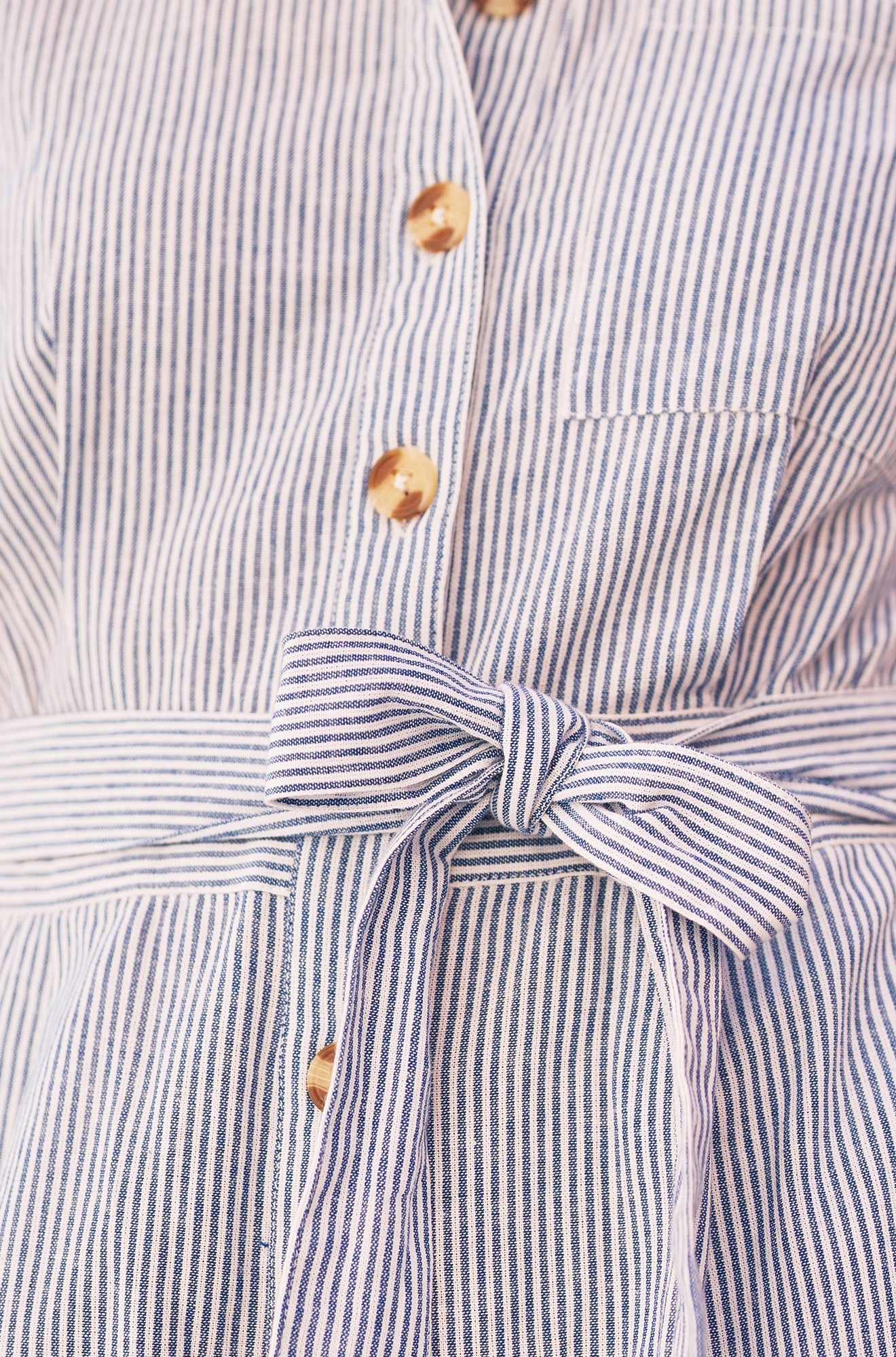 Blue Pinstripe Cotton Jumpsuit