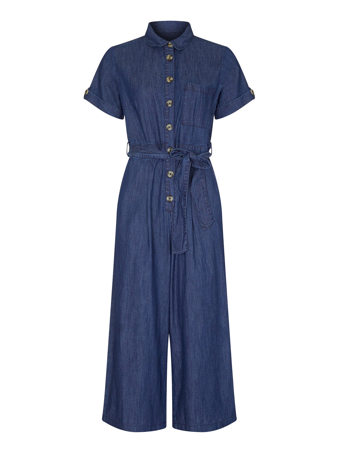 Blue Button Denim Jumpsuit