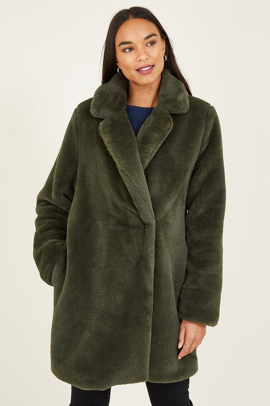 Green Faux Fur Coat - Sizes 8 to 18
